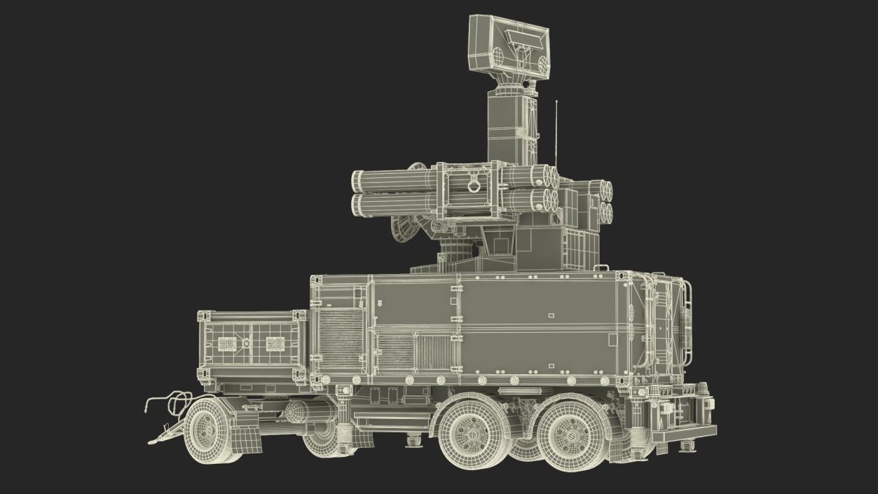 3D model Truck with Trailer Air Defense Missile Complex Rigged 2