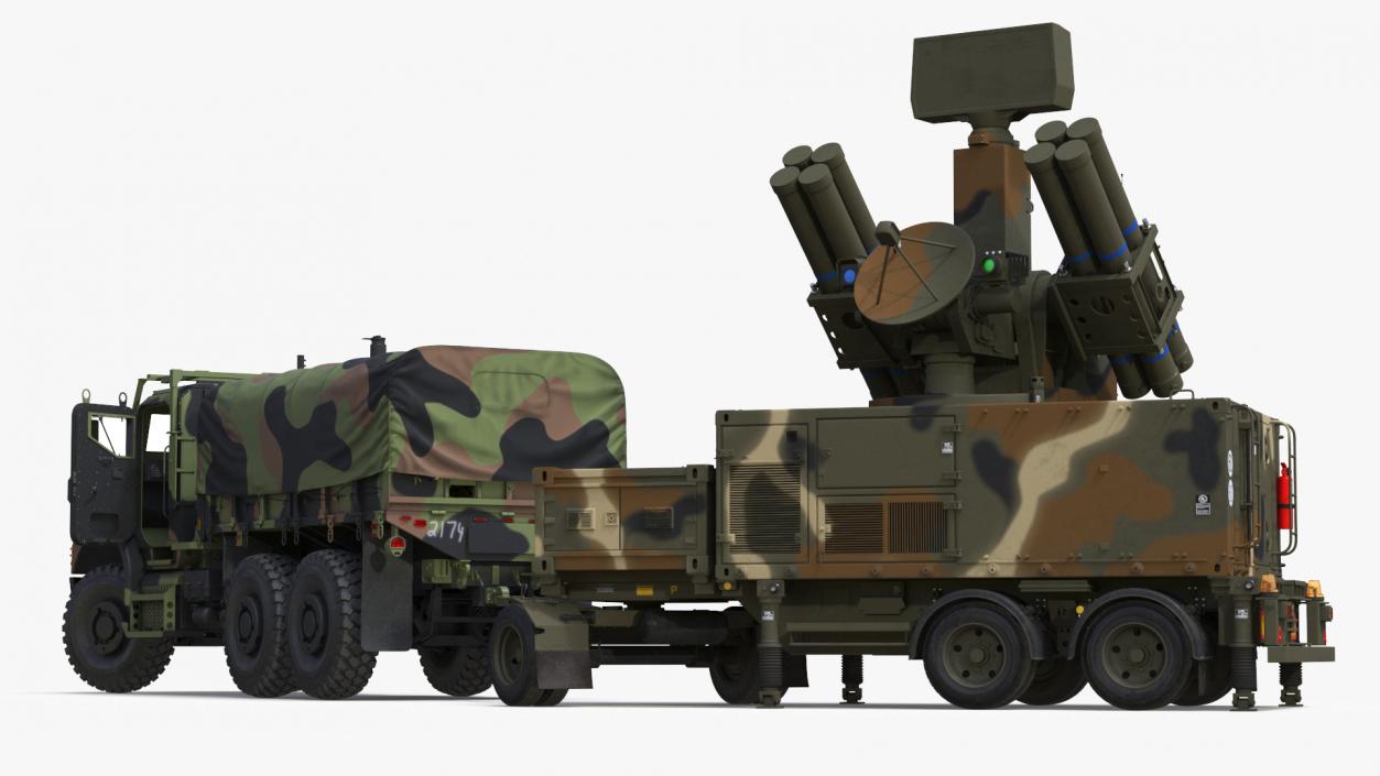 3D model Truck with Trailer Air Defense Missile Complex Rigged 2