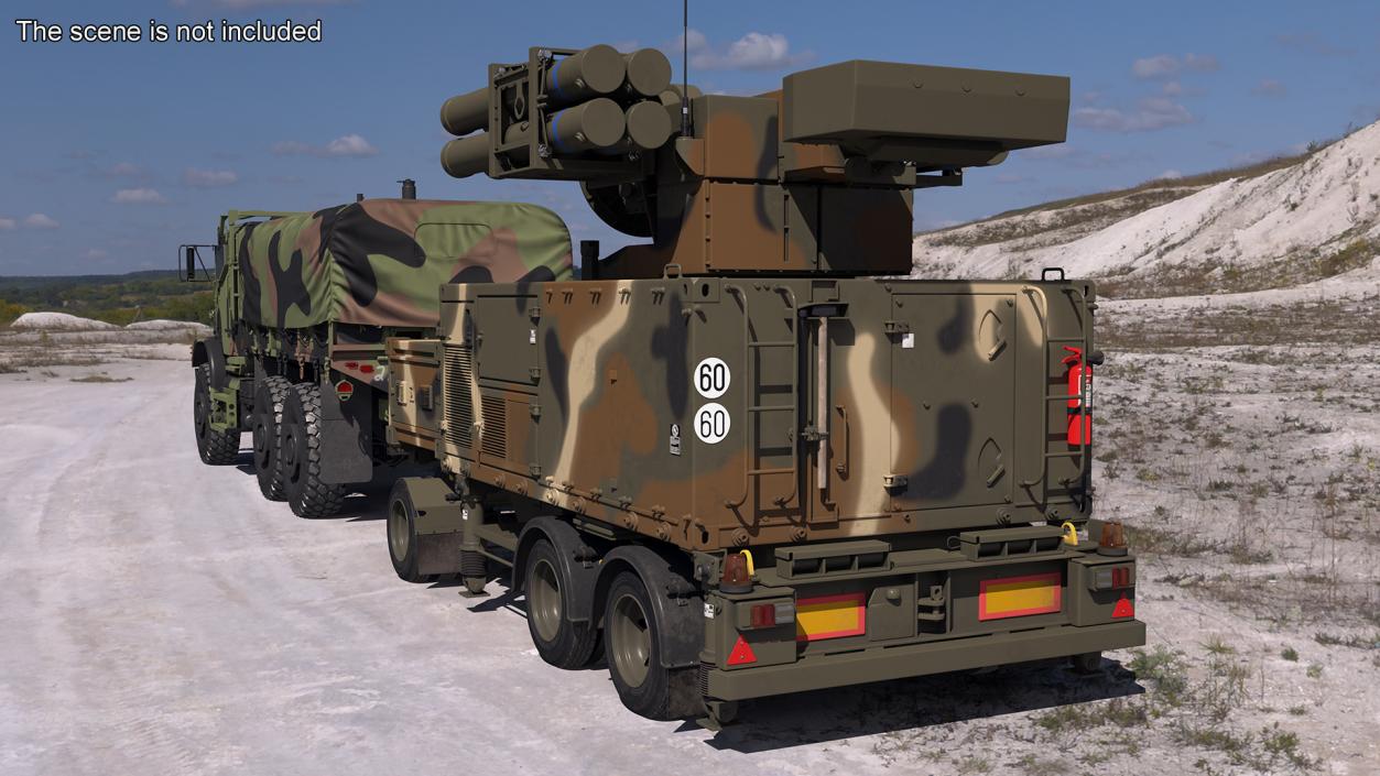 3D model Truck with Trailer Air Defense Missile Complex Rigged 2