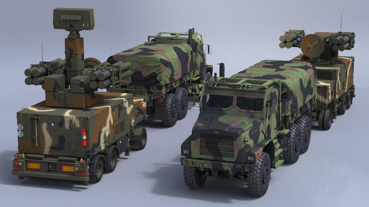 3D model Truck with Trailer Air Defense Missile Complex Rigged 2