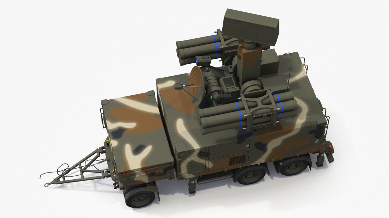 3D model Truck with Trailer Air Defense Missile Complex Rigged 2