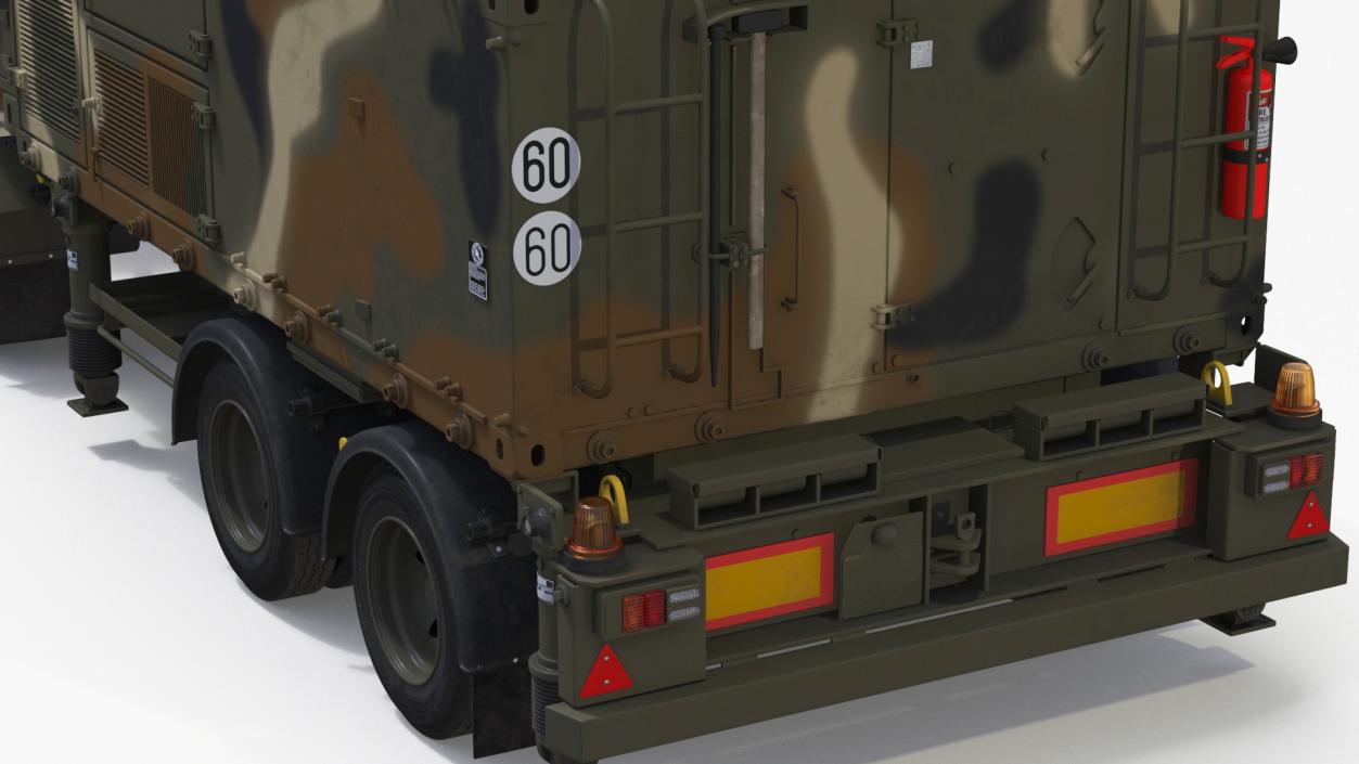 3D model Truck with Trailer Air Defense Missile Complex Rigged 2