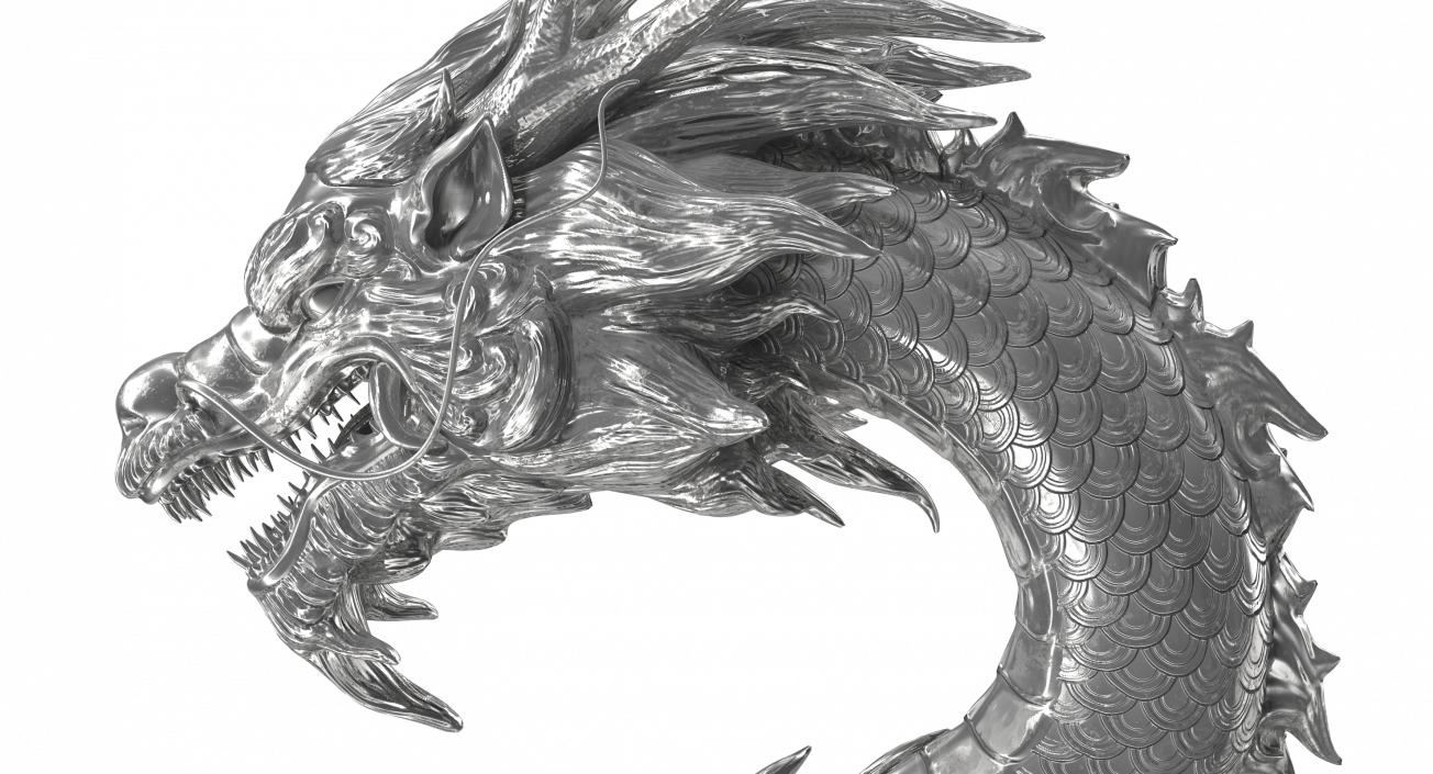 3D Chinese Dragon Silver