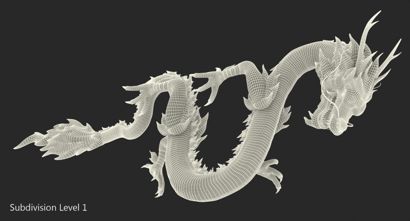 3D Chinese Dragon Silver