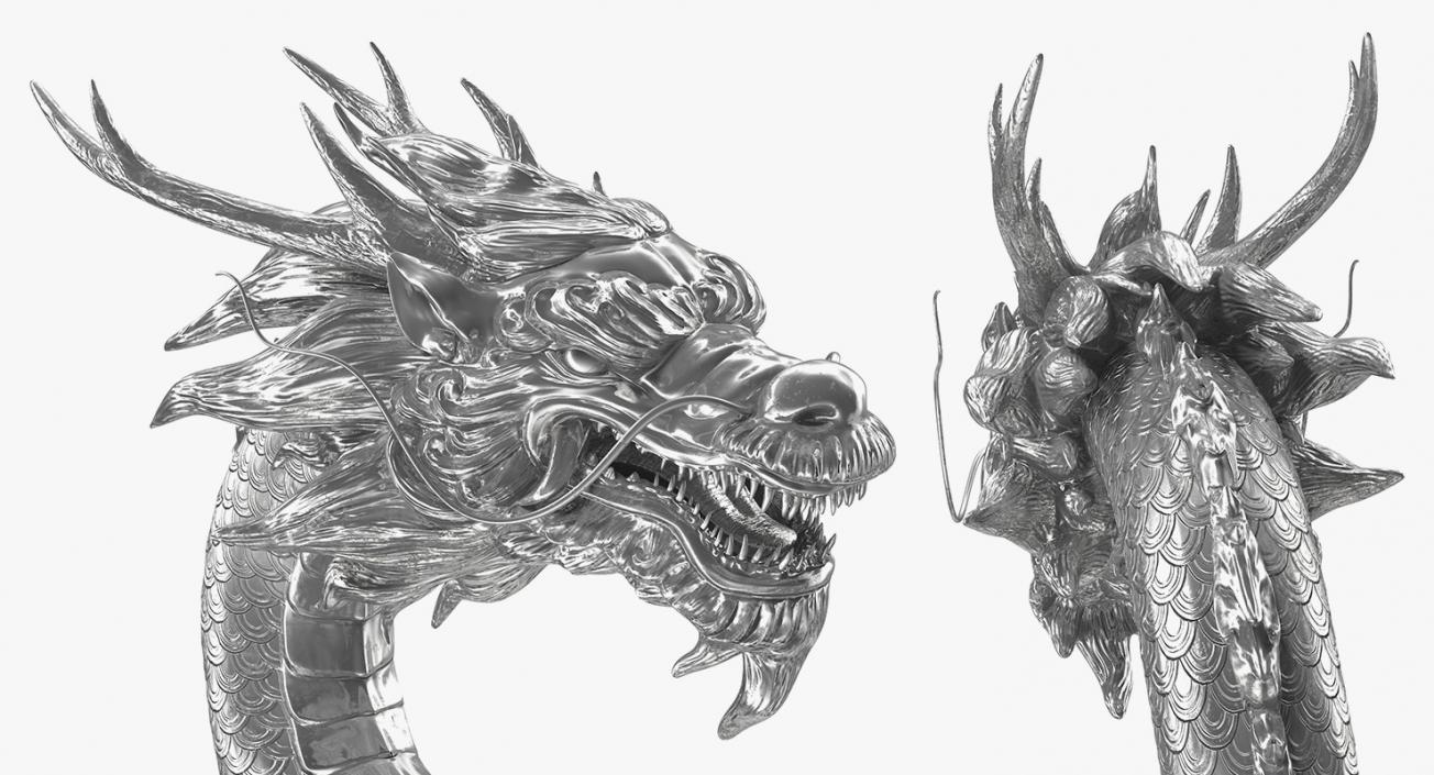 3D Chinese Dragon Silver