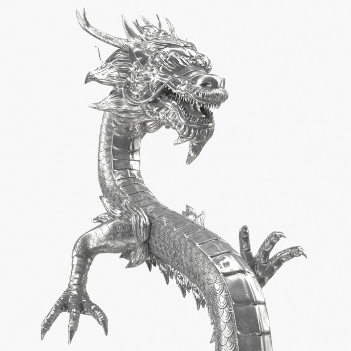 3D Chinese Dragon Silver