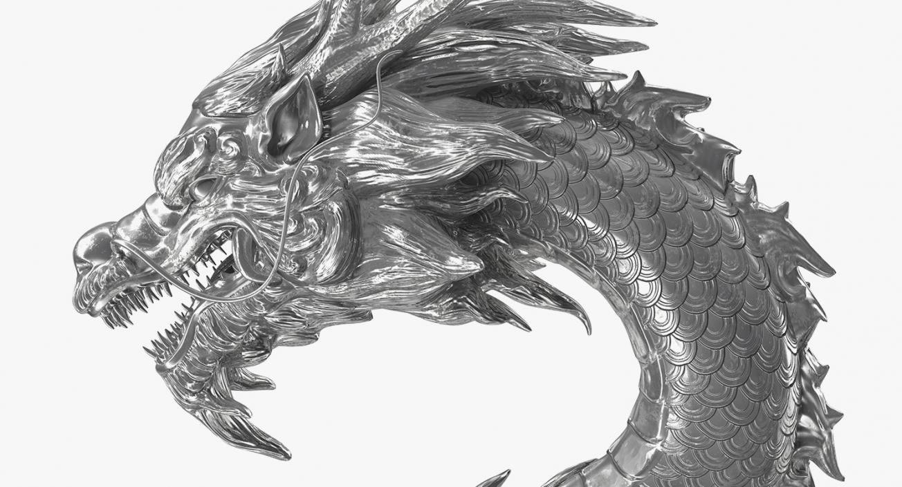 3D Chinese Dragon Silver