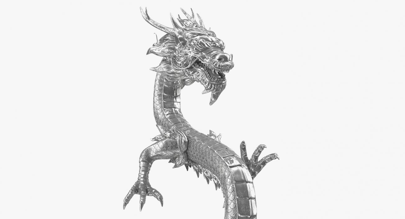 3D Chinese Dragon Silver