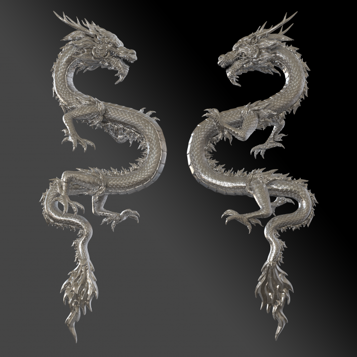 3D Chinese Dragon Silver