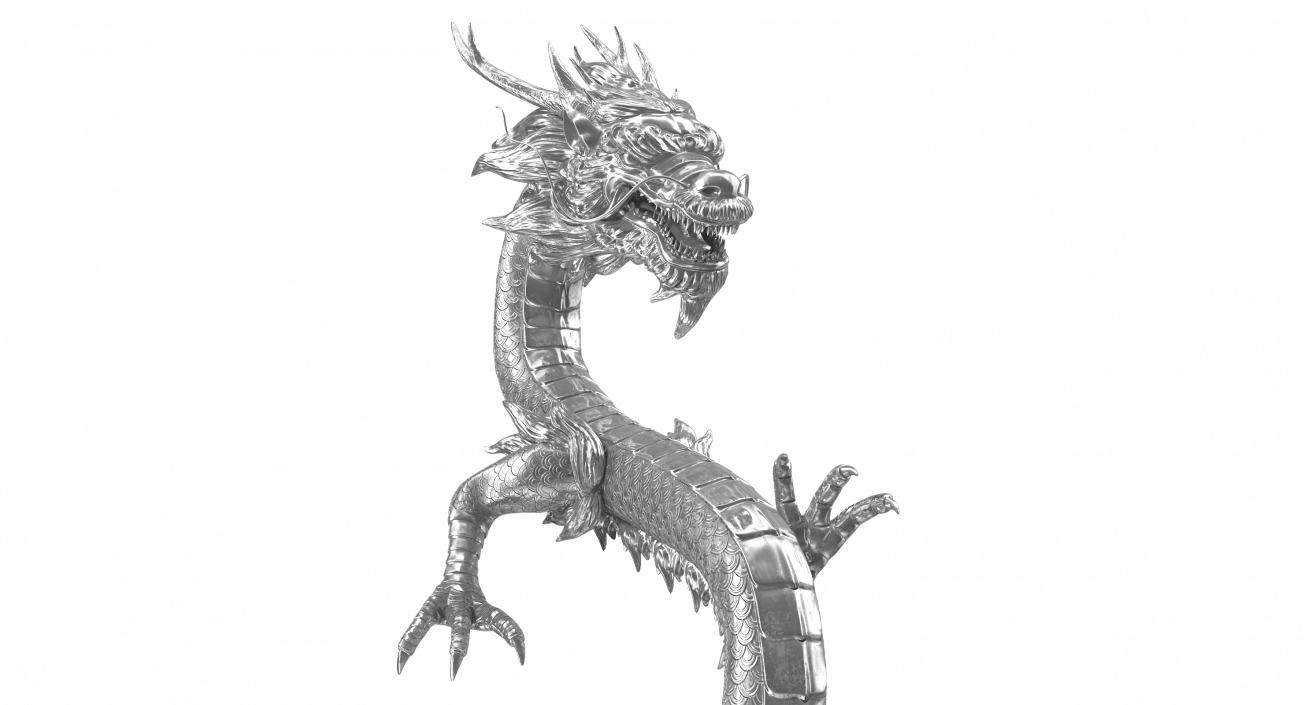 3D Chinese Dragon Silver