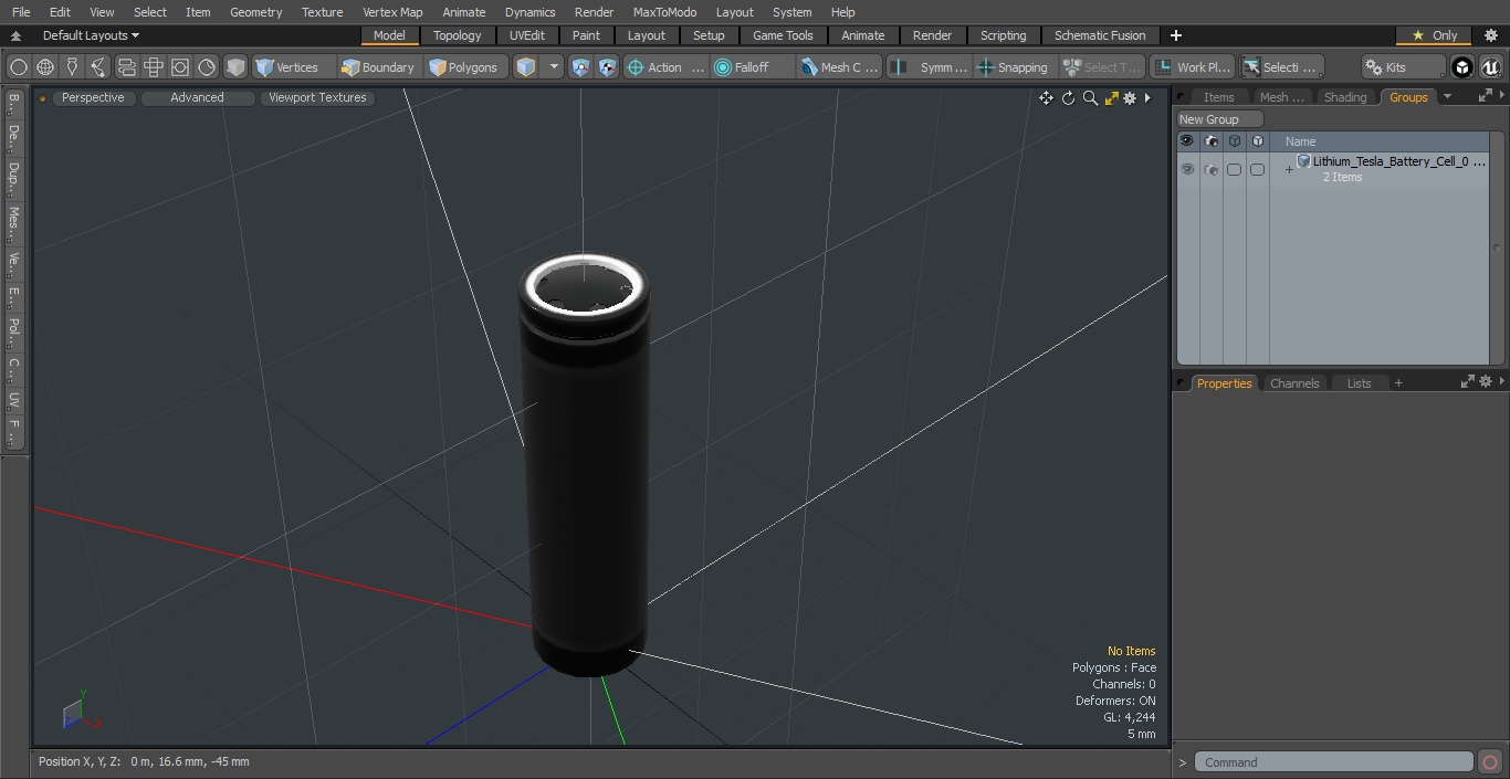 3D Lithium Tesla Battery Cell 1865