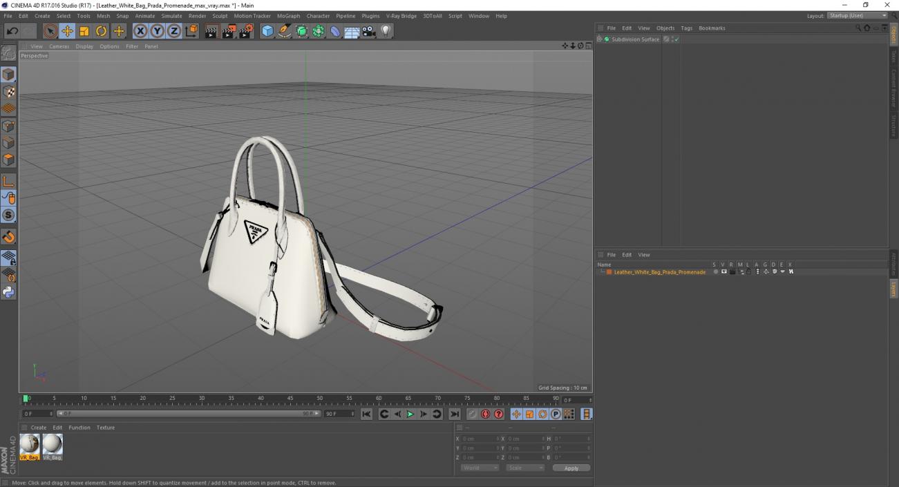 3D Leather White Bag Prada Promenade model