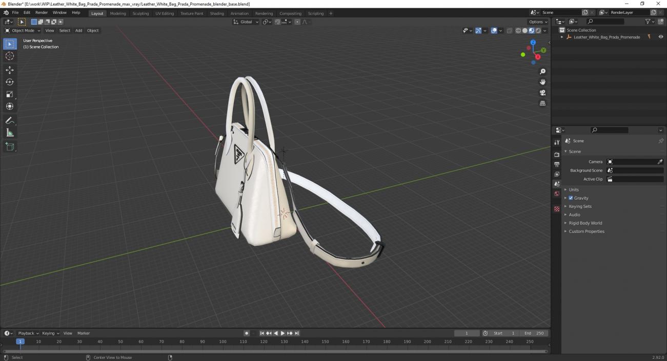 3D Leather White Bag Prada Promenade model