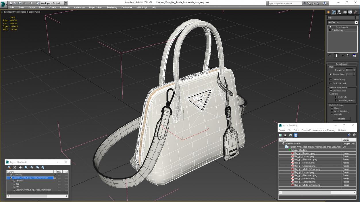 3D Leather White Bag Prada Promenade model