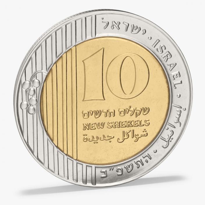 3D Israeli 10 New Shekel Coin