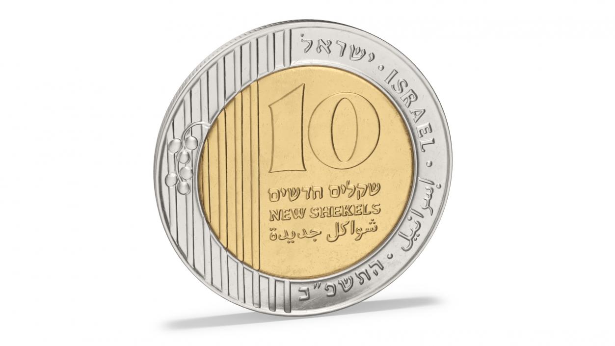 3D Israeli 10 New Shekel Coin