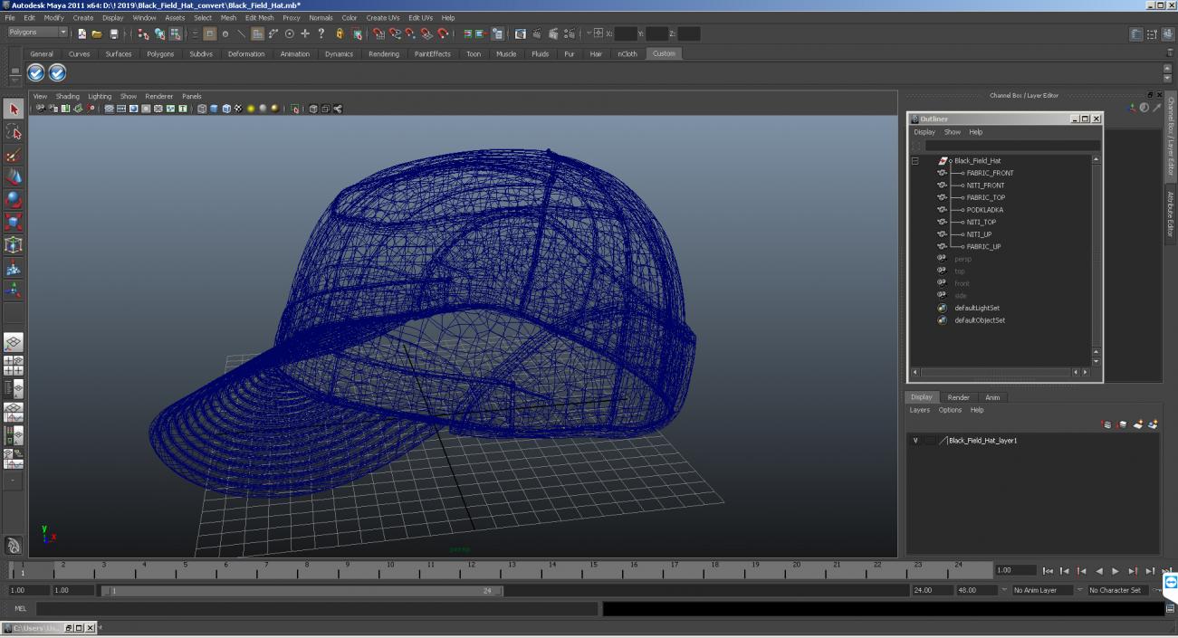 Military Green Field Cap 3D model