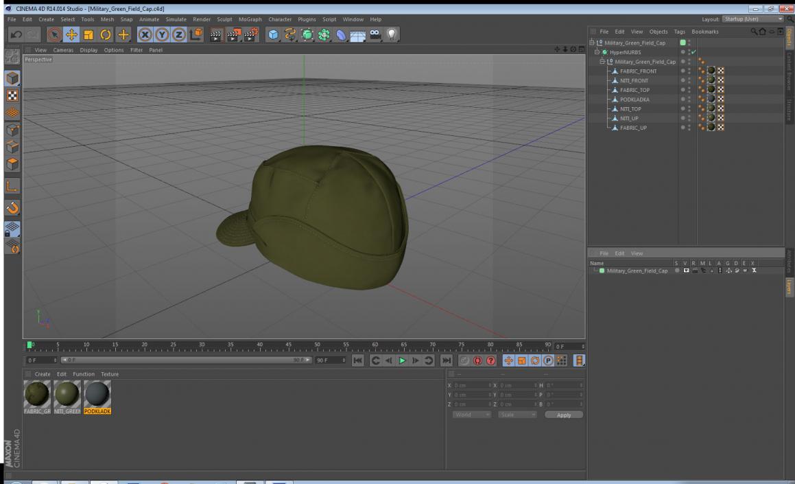 Military Green Field Cap 3D model