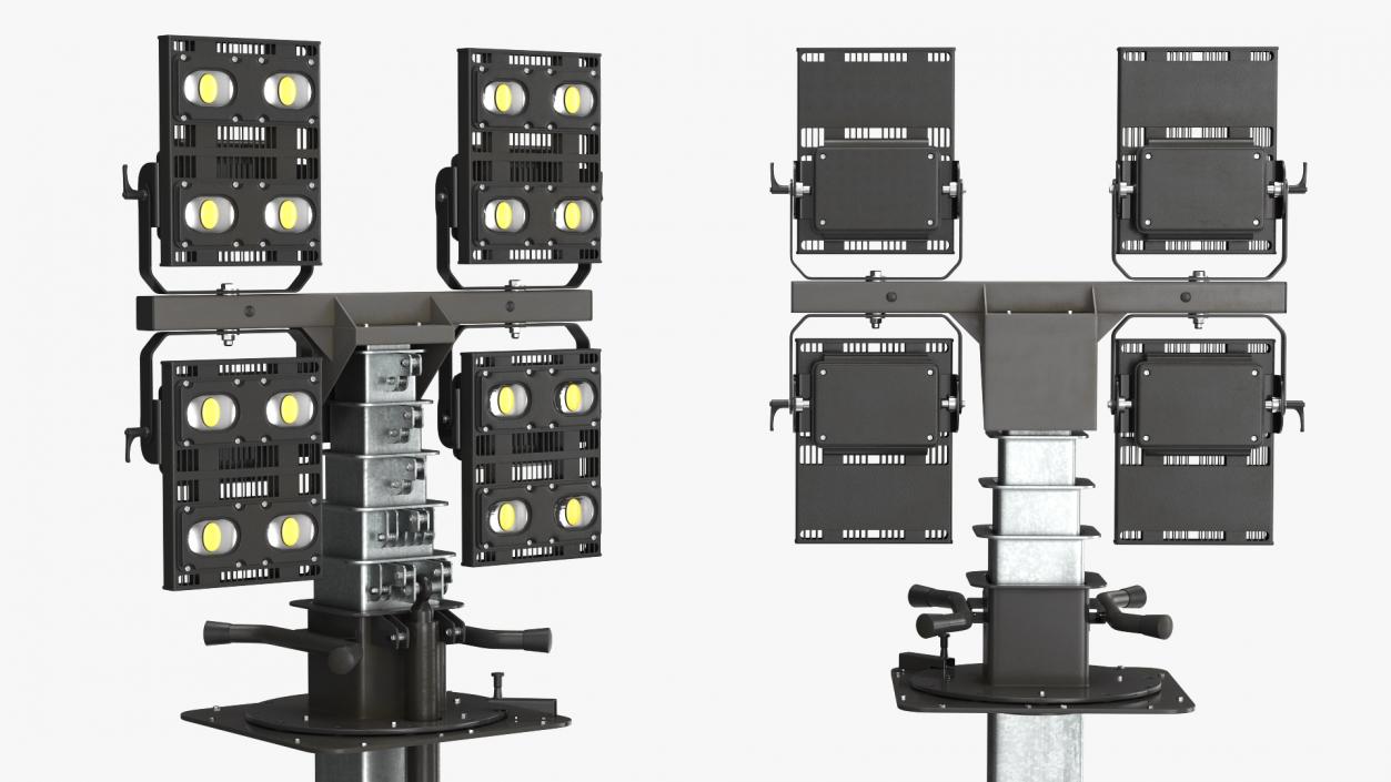 Portable Lighting Mast Rigged 3D model