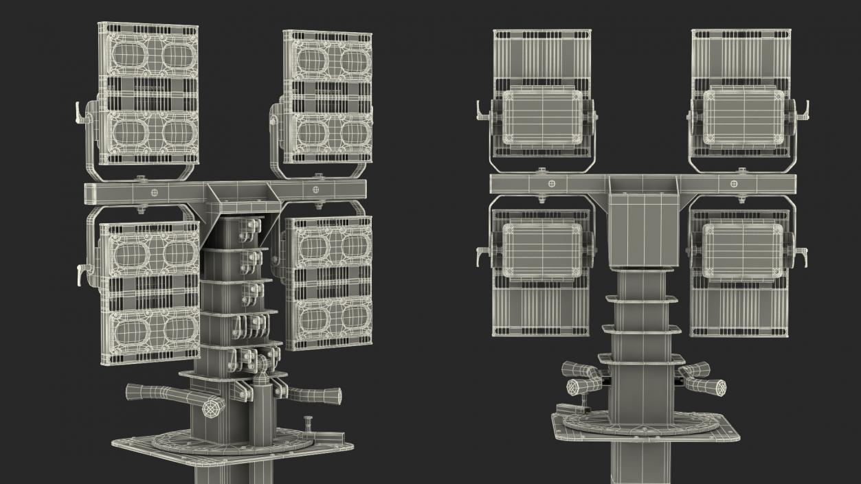 Portable Lighting Mast Rigged 3D model