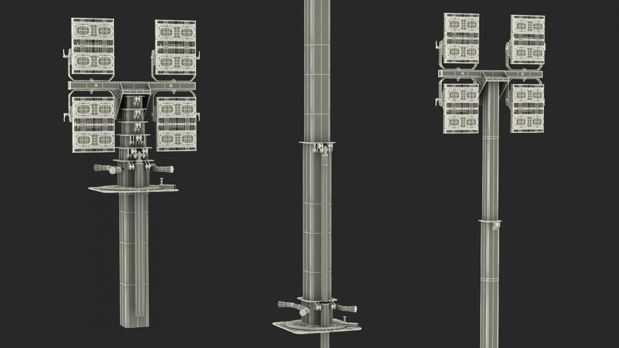 Portable Lighting Mast Rigged 3D model