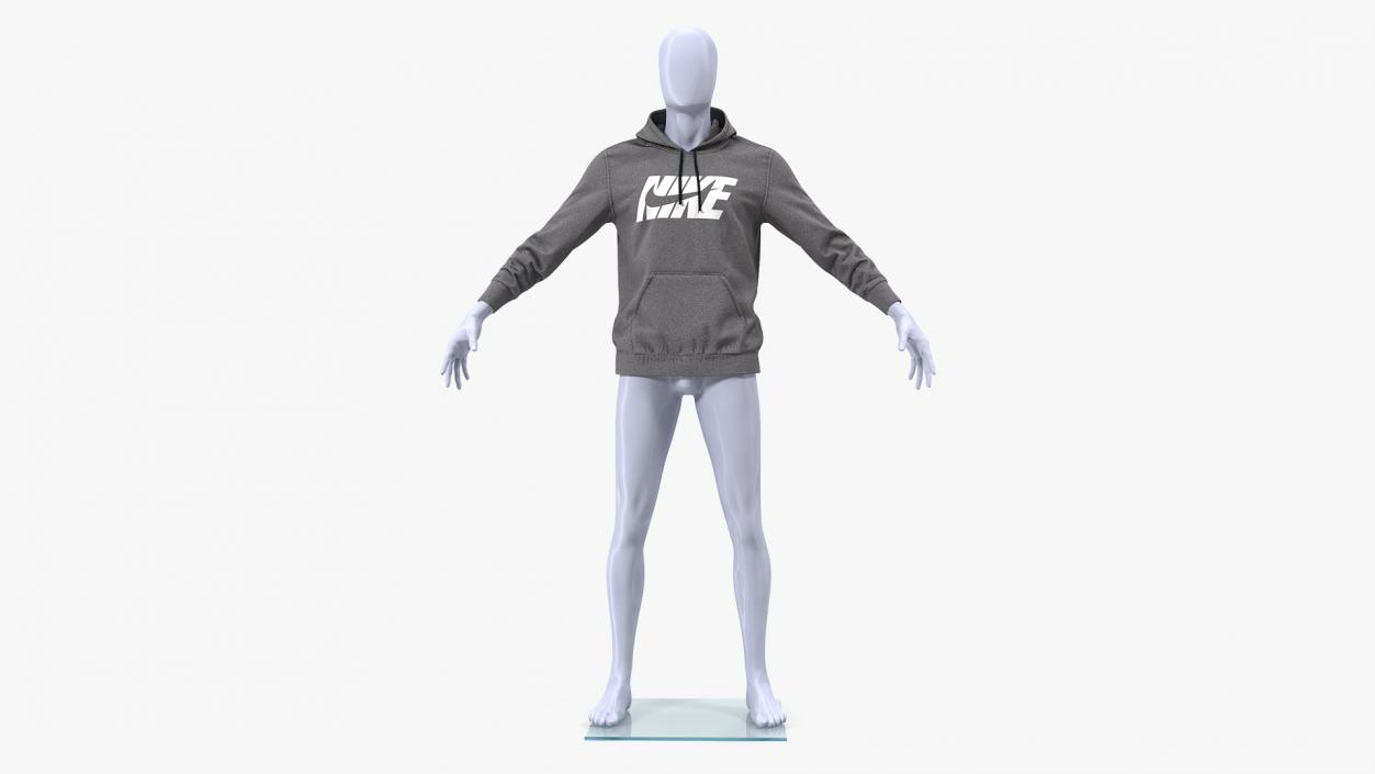 Grey Hoodie Nike Lowered Hood on Mannequin 3D