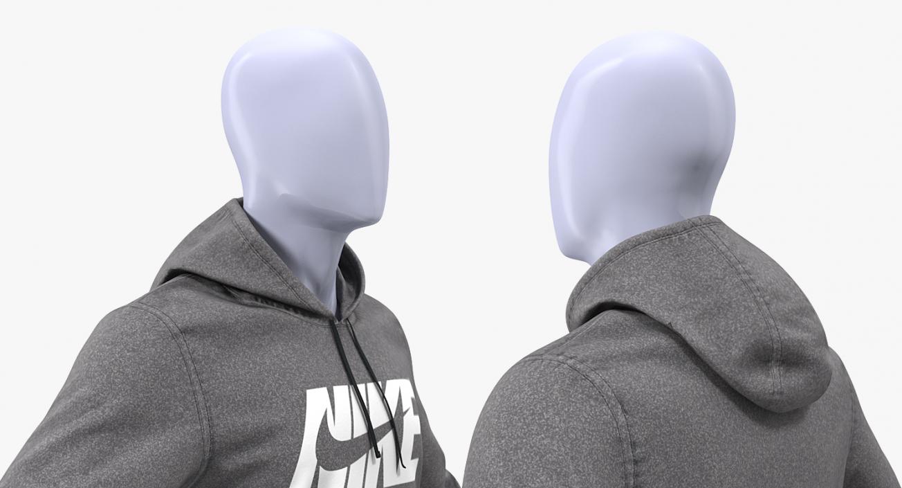 Grey Hoodie Nike Lowered Hood on Mannequin 3D