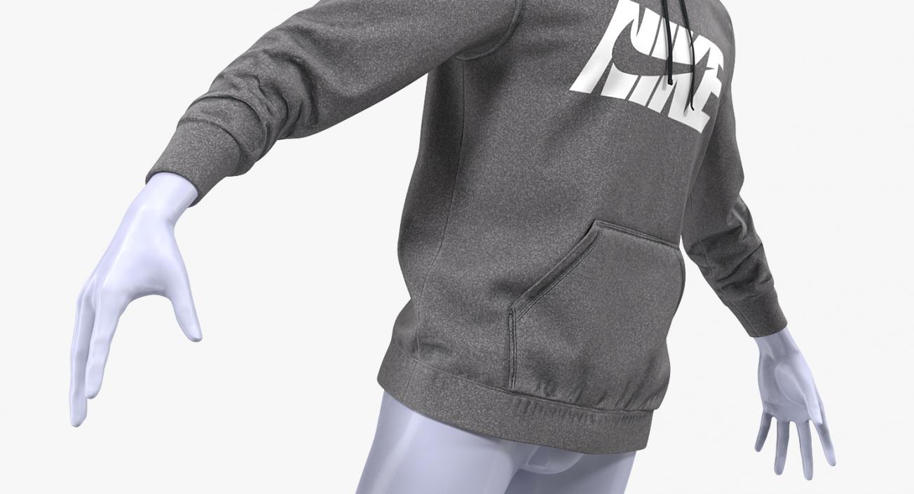 Grey Hoodie Nike Lowered Hood on Mannequin 3D