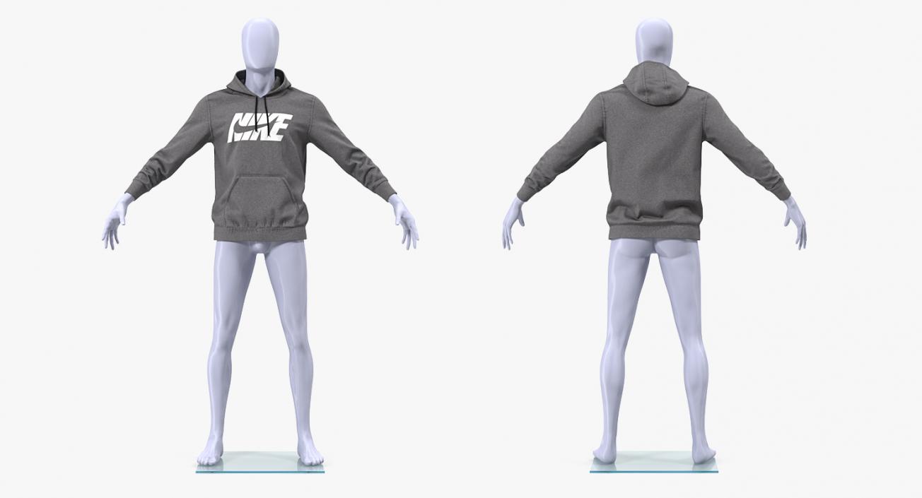 Grey Hoodie Nike Lowered Hood on Mannequin 3D