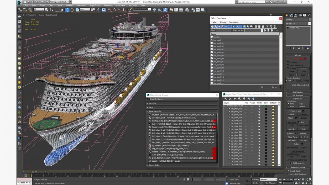 3D Oasis Class Cruise Ship Harmony of The Seas model