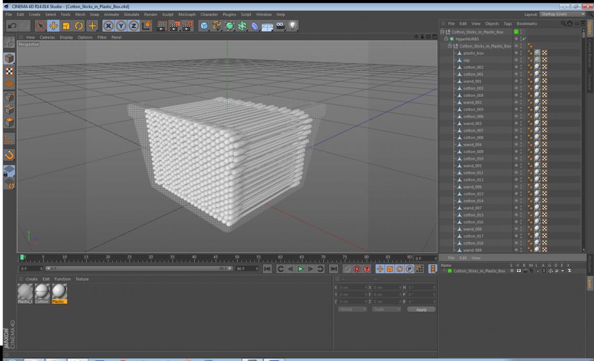 3D Cotton Sticks in Plastic Box model