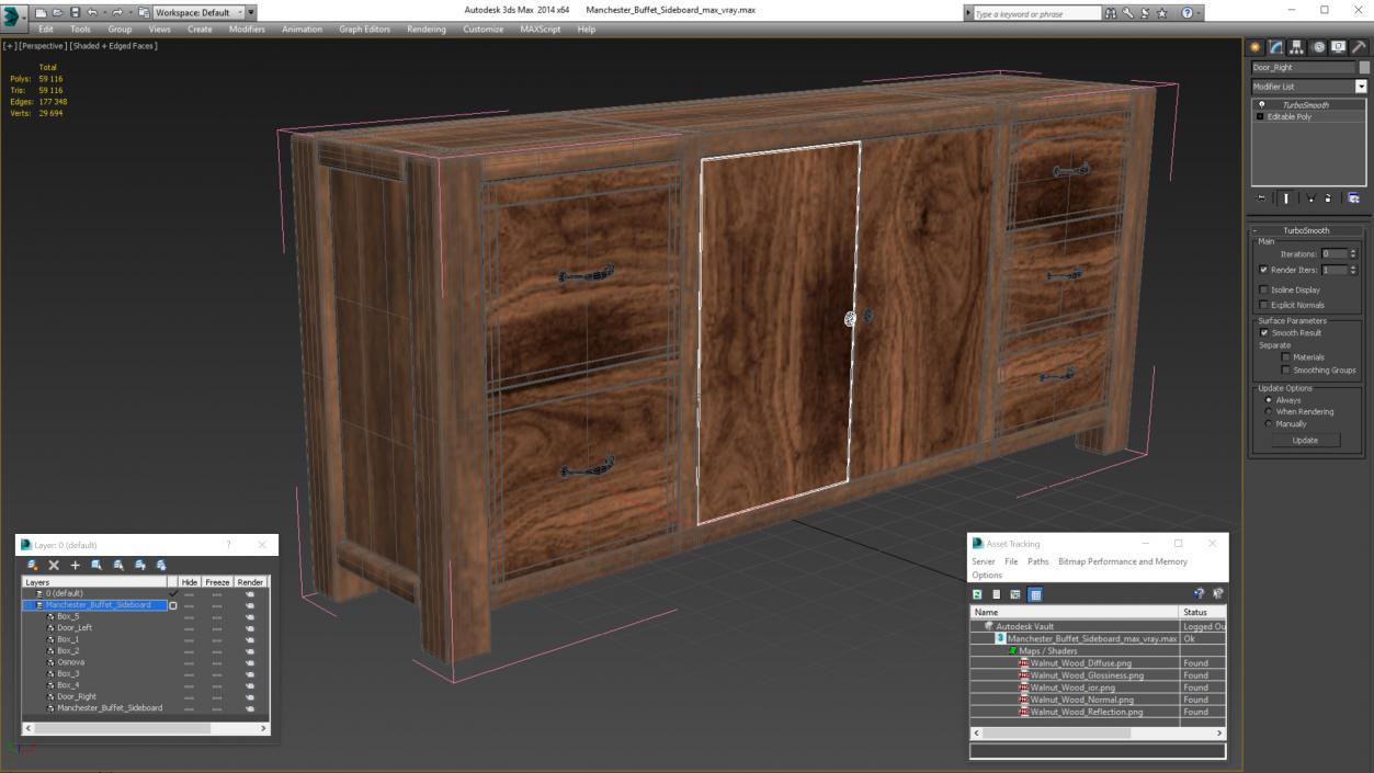 Manchester Buffet Sideboard 3D