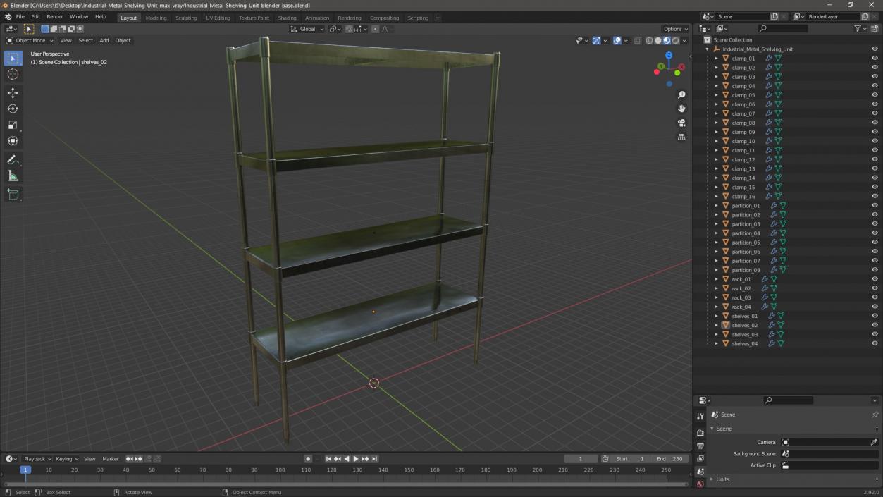 3D model Industrial Metal Shelving Unit