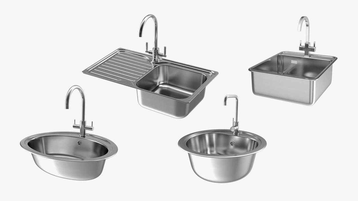 3D model Kitchen Sinks with Tap Collection 2