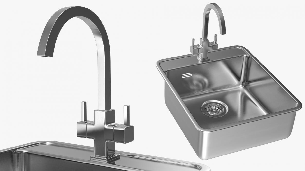 3D model Kitchen Sinks with Tap Collection 2