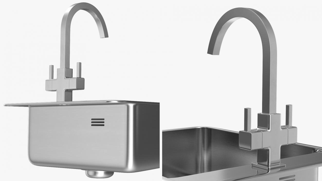 3D model Kitchen Sinks with Tap Collection 2