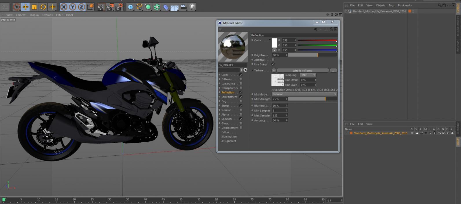 3D Standard Motorcycle Kawasaki Z800 2016 model