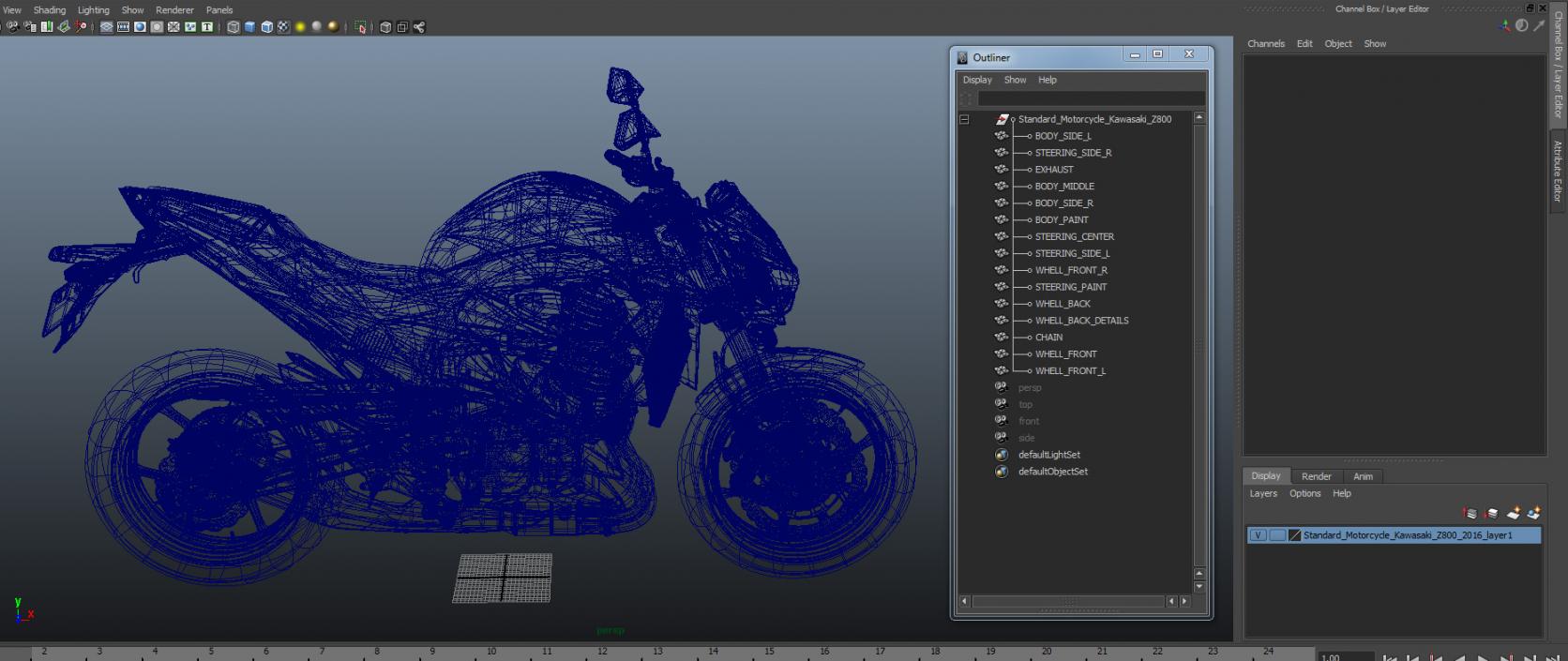 3D Standard Motorcycle Kawasaki Z800 2016 model