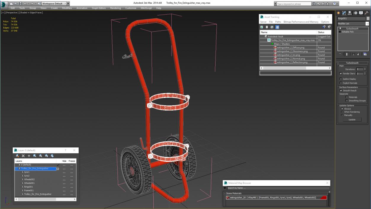 Trolley for Fire Extinguisher 3D model