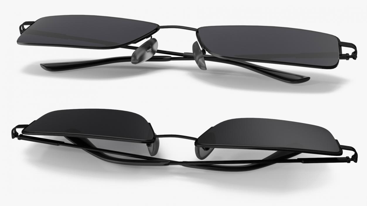 3D Folded Rectangular Glasses with Dark Lenses model