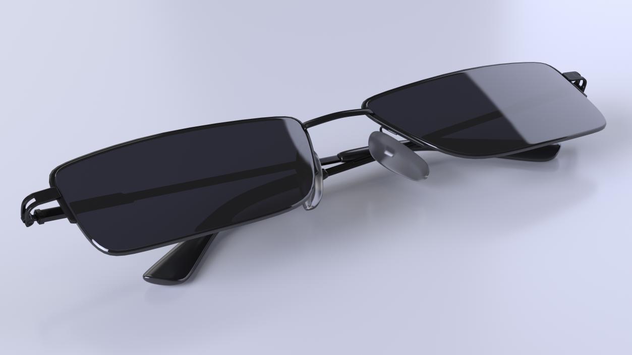 3D Folded Rectangular Glasses with Dark Lenses model