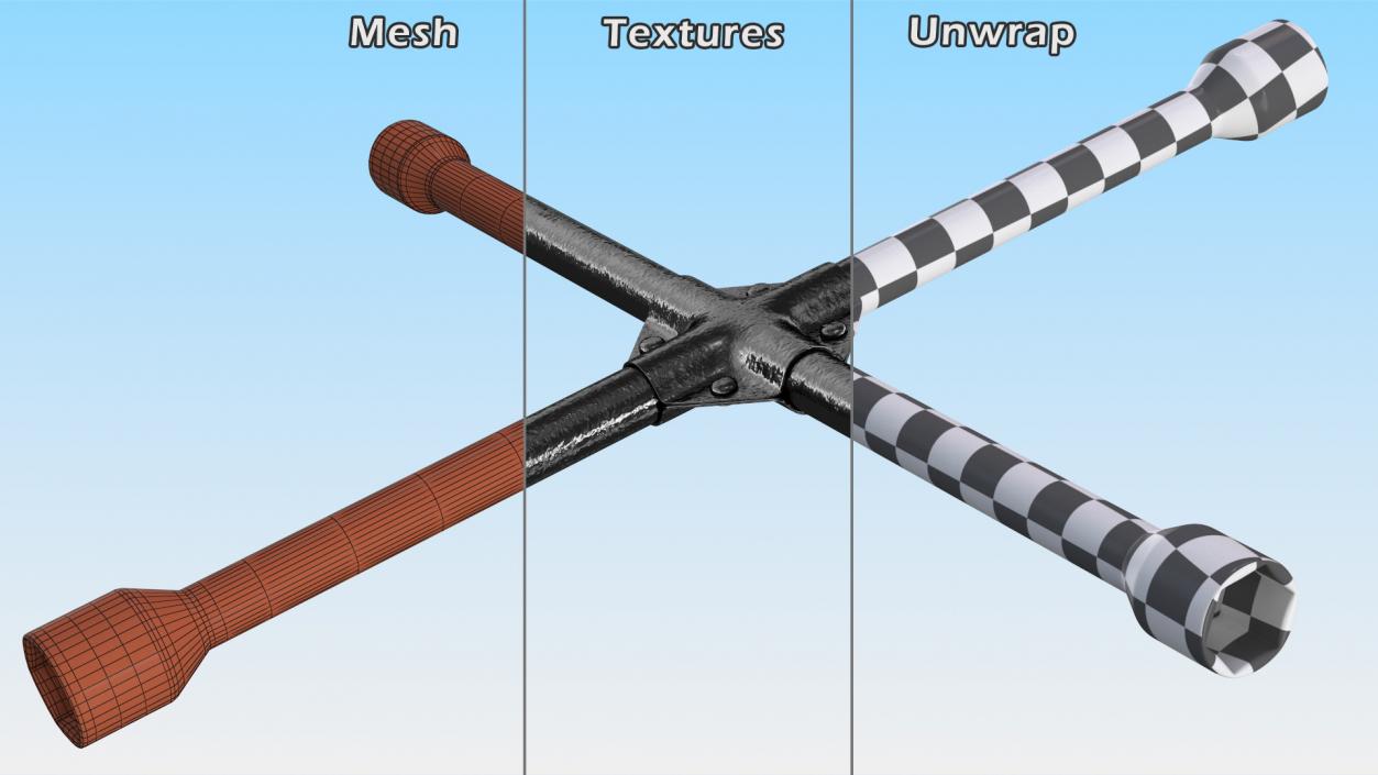 Heavy Duty Lug Cross Wrench 3D