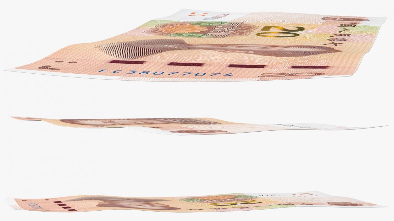 3D Chinese 20 Yuan CNY 2019 Banknote model