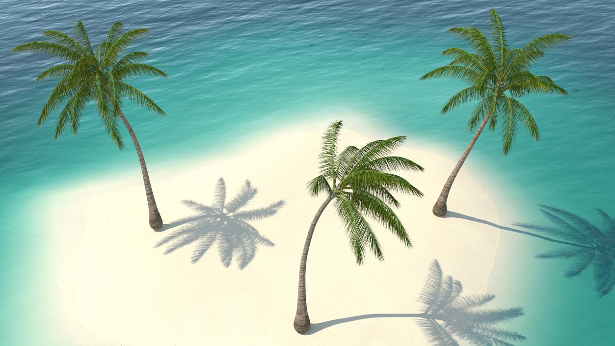 Small Island in Ocean with Palms 3D