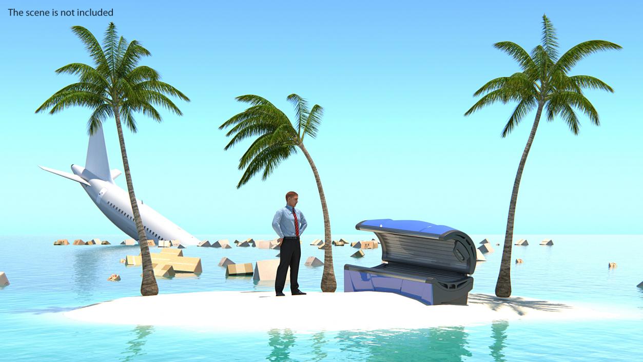 Small Island in Ocean with Palms 3D