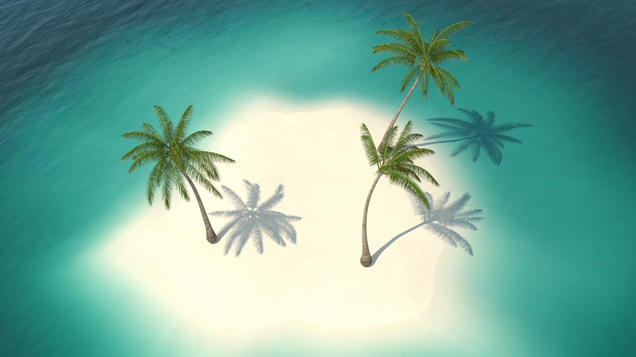 Small Island in Ocean with Palms 3D