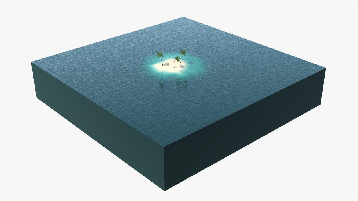 Small Island in Ocean with Palms 3D