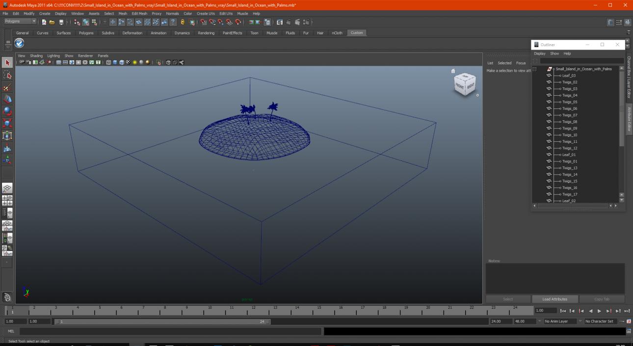 Small Island in Ocean with Palms 3D