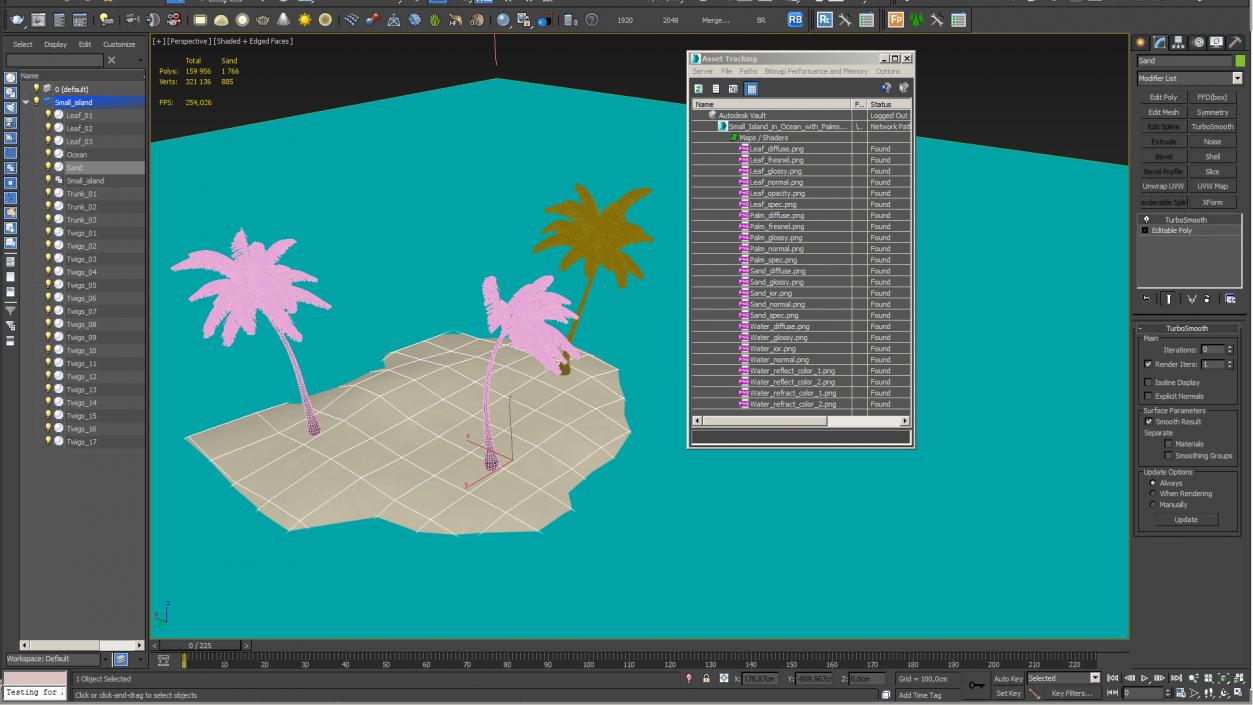 Small Island in Ocean with Palms 3D