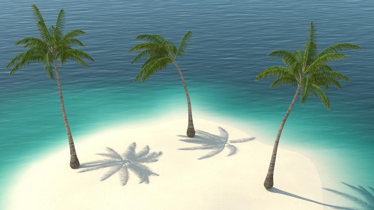 Small Island in Ocean with Palms 3D